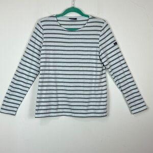 Saint James L'Atelier Breton Top Blue Gray Striped Size 8 Preppy READ